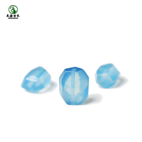 海蓝宝散珠子东海水晶玛瑙玉石手链串diy配件不规则异形随形单珠 - 图3