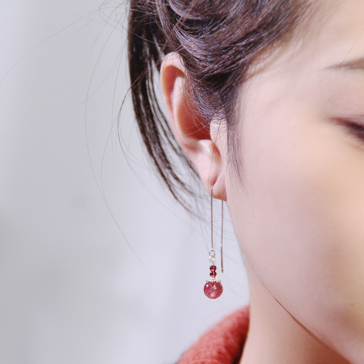 玄学耳饰女砂金石耳钉粉色东海水晶玛瑙翡翠玉耳环新年草莓晶耳线,淘宝优惠券,粉丝福利购,淘宝优惠卷