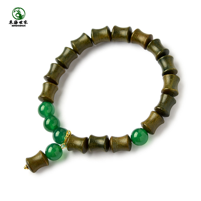 绿檀木手串女男东海水晶玛瑙玉髓翡翠宝玉石文玩绿散珠子竹节手链,淘宝优惠券,粉丝福利购,淘宝优惠卷