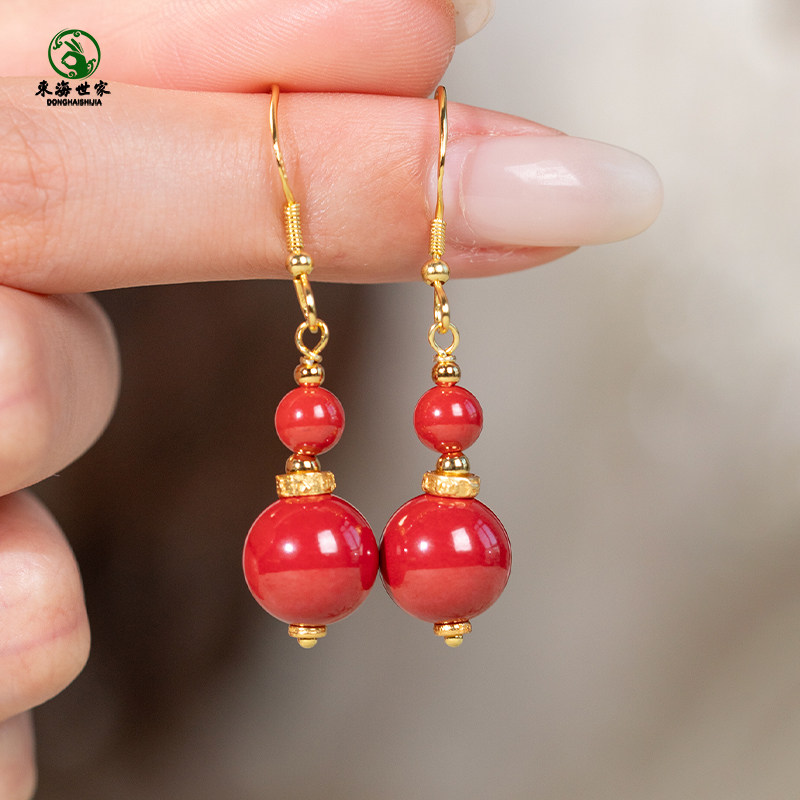 朱砂耳坠帝王砂紫金砂东海水晶玛瑙宝玉石散珠子红砂葫芦造型耳饰,淘宝优惠券,粉丝福利购,淘宝优惠卷