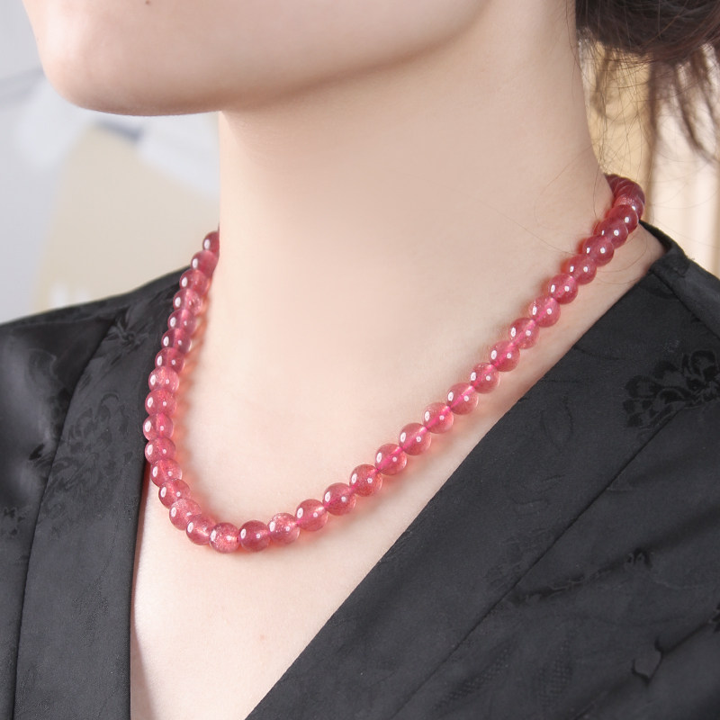 草莓晶项链女东海水晶玛瑙翡翠玉石粉红色散珠子手链串情人节吊坠,淘宝优惠券,粉丝福利购,淘宝优惠卷