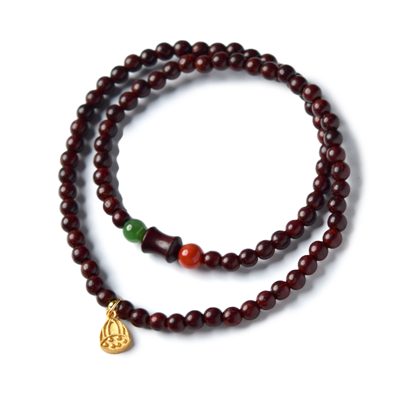 小叶紫檀手串女蜜蜡绿松石翡翠玉石和田玉碧玉文玩散珠子南红手串 - 图3