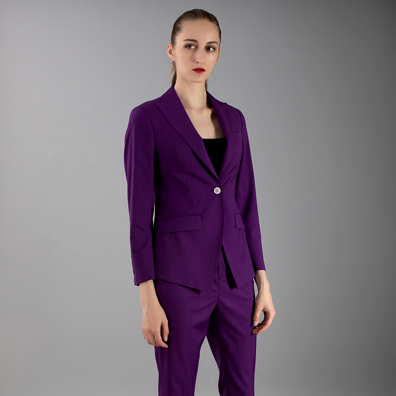 春季新款紫色商务休闲小西装裤装通勤时尚气质修身显瘦欧美风西服 - 图1