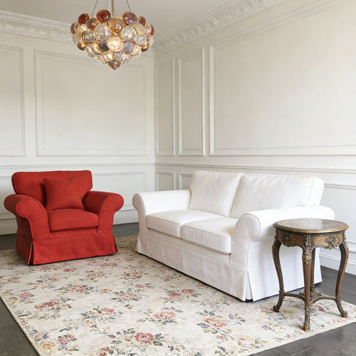 ins风美式现代羽绒裙摆布艺沙发三人全拆洗棉麻红色白中古地中海 - 图3