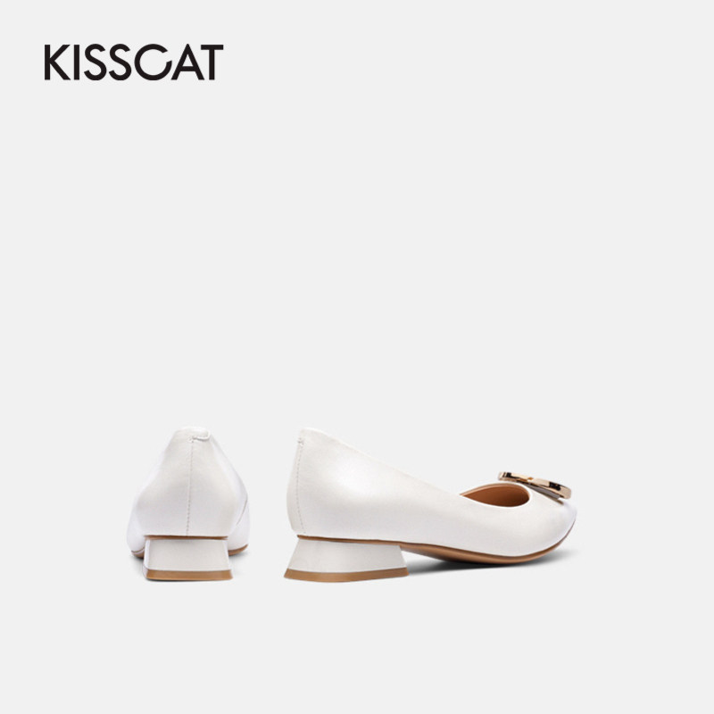 接吻猫2020秋新款温柔仙女圆扣女鞋 kisscat单鞋