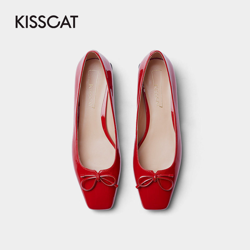 接吻猫2020秋新款蝴蝶结仙女风单鞋 kisscat单鞋