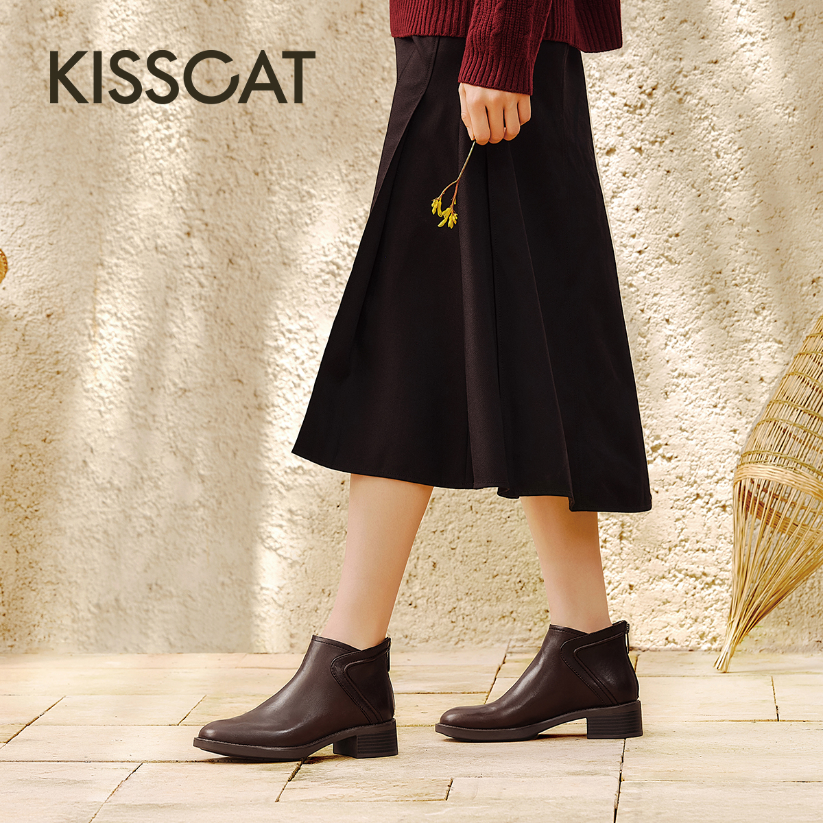 KISSCAT接吻猫[旧时光]25秋新英伦风植鞣切尔西靴复古踝靴短靴女 - 图2