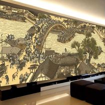 Cross embroidered Qingming upper river map panoramic view full full embroidered large Chinese wind Top 2023 paintings 2023 new lines embroidered living room