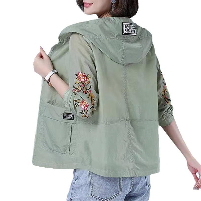 防晒衣女夏季刺绣轻薄外套宽松大码女装休闲连帽中年妈妈防晒,淘宝优惠券,粉丝福利购,淘宝优惠卷