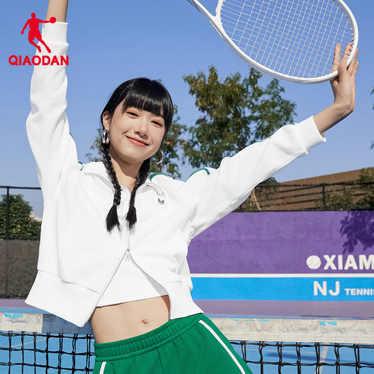 乔丹网球风小蛮腰立领潮流休闲运动百搭针织外套女生2025冬季新款