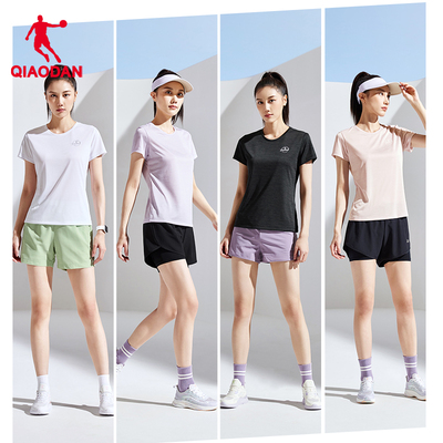 中国乔丹短袖T恤女2023夏季新款女士轻薄透气速干运动健身短t上衣