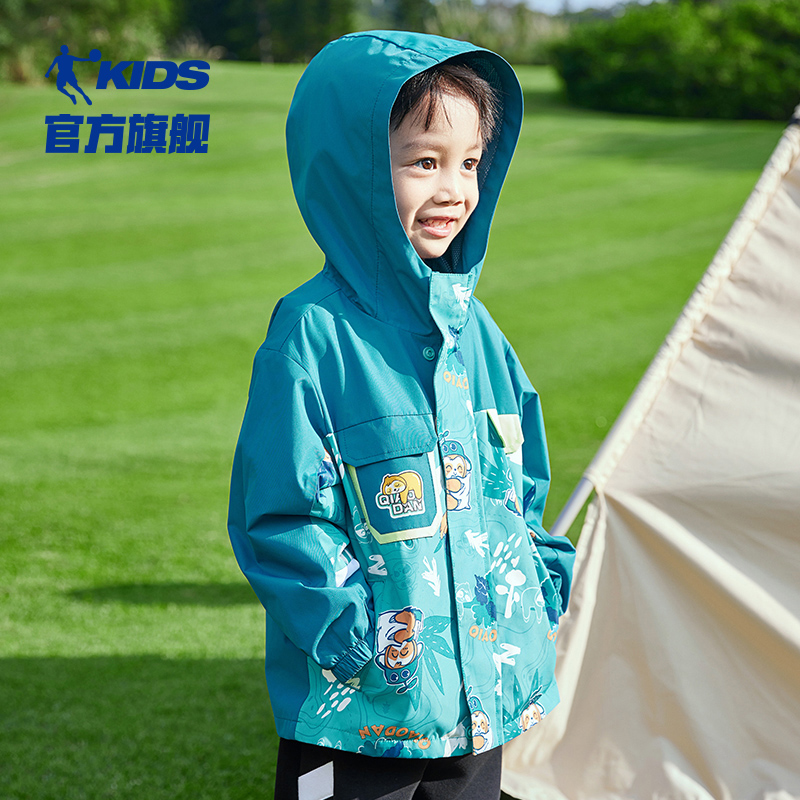 乔丹童装男童外套春秋款2024新款宝宝春装小童防风外衣儿童冲锋衣 - 图1