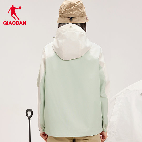 乔丹梭织风衣女2025冬季新款宽松轻薄防泼水运动户外露营连帽外套