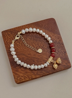 新中式两世欢莲蓬珍珠手链高级感