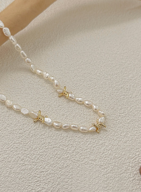 高级感法式优雅复古淡水珍珠项链