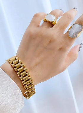 ins质感百搭配表带宽版情侣手链