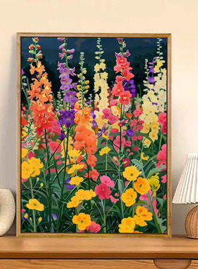 七彩油菜花 数字油画diy花卉高级感治愈手工画涂鸦丙烯填色装饰画