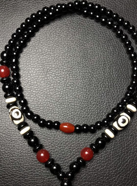 附证书西藏玛瑙项链九眼天珠