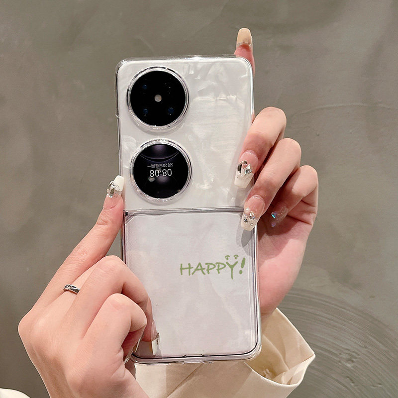 热瓜适用于华为P50pocket/Pocket2/pocketS手机壳折叠屏保护套新款气质高档UV透明壳全包防摔套简约happy英文,淘宝优惠券,粉丝福利购,淘宝优惠卷