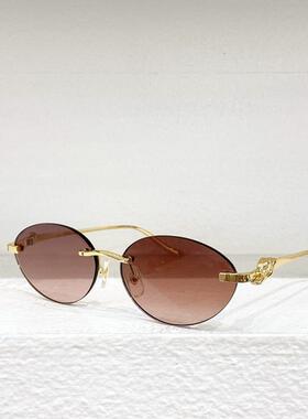 金属椭圆无框太阳眼镜0504S男女通用遮阳墨镜时尚夏季防紫外线紫