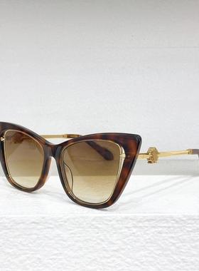 新款板材猫眼大框太阳眼镜女033M圆脸显瘦遮阳墨镜男防紫外线黑红