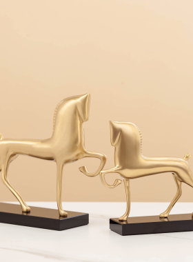 轻奢铜马摆件高端装饰品乔迁礼品