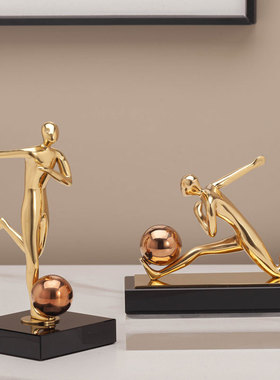 轻奢现代铜制铜运动人物创意摆件