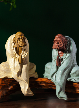 中式禅意铁矿石达摩摆件装饰品