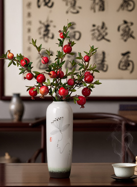 新中式手绘高温陶瓷花瓶家居装饰