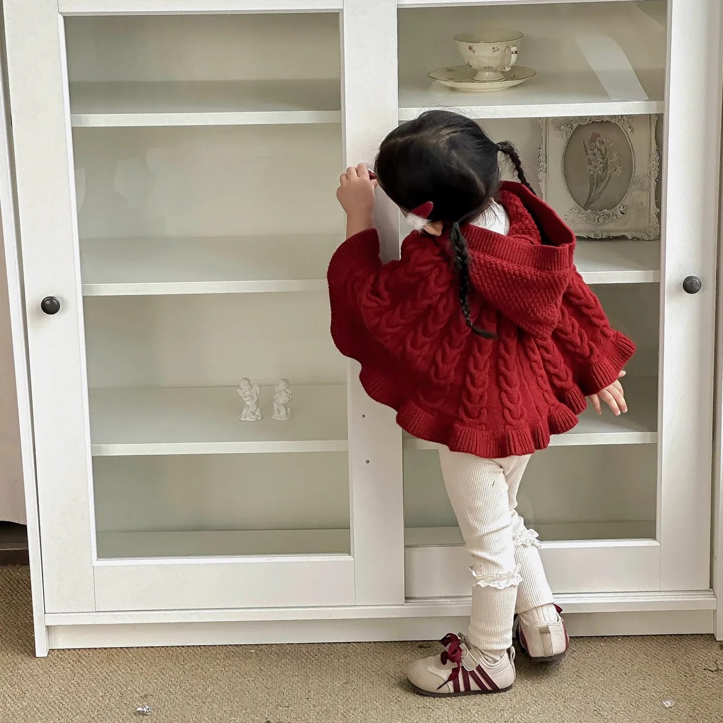 点兮2025秋季新款婴幼儿毛衣斗篷套装女宝宝连帽披肩打底裤两件套,淘宝优惠券,粉丝福利购,淘宝优惠卷