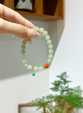 天然和田玉手串南红手链女古风女手饰国风手工饰品简约生日礼物