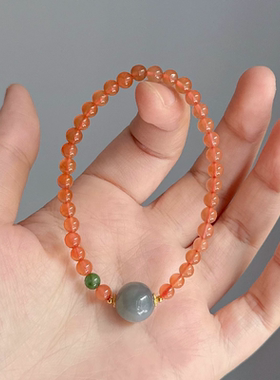 天然南红玛瑙手链女款碧玉高级感轻奢小众叠戴手串送女友闺蜜礼物