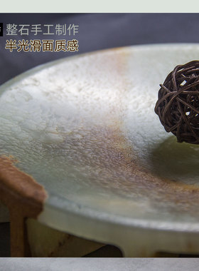 现代样板间茶几新中式天然玛瑙大理石果托盘餐桌装饰盘储物盘摆件