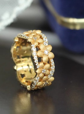 意大利拉丝工艺925银镀金梅花