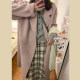 高级感紫色呢子大衣女中长款2023秋冬装韩系赫本风小个子毛呢外套