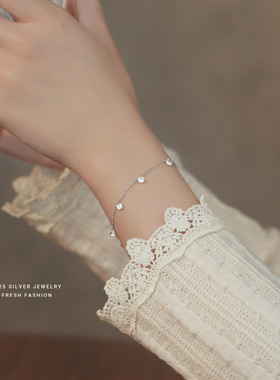 s925纯银超闪锆石手链女轻奢百搭小清新简约气质锆石个性脚链批发