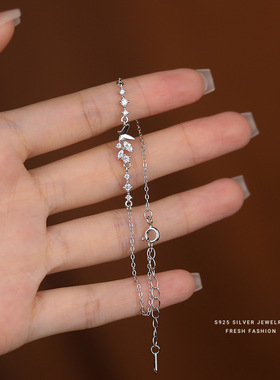 s925纯银锆石蝴蝶手链女森系轻奢潮流气质百搭简约高级感手饰批发