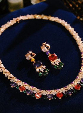 彩色项链晚宴配饰满钻choker女