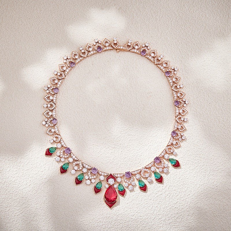 法式复古宫廷风人工彩色红宝石晚宴礼服项链新娘结婚晚装锁骨链女,淘宝优惠券,粉丝福利购,淘宝优惠卷