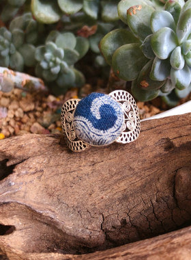 苗银民族风手绘蜡染戒指