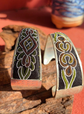 绣花鱼型苗银百搭复古风镯子手饰