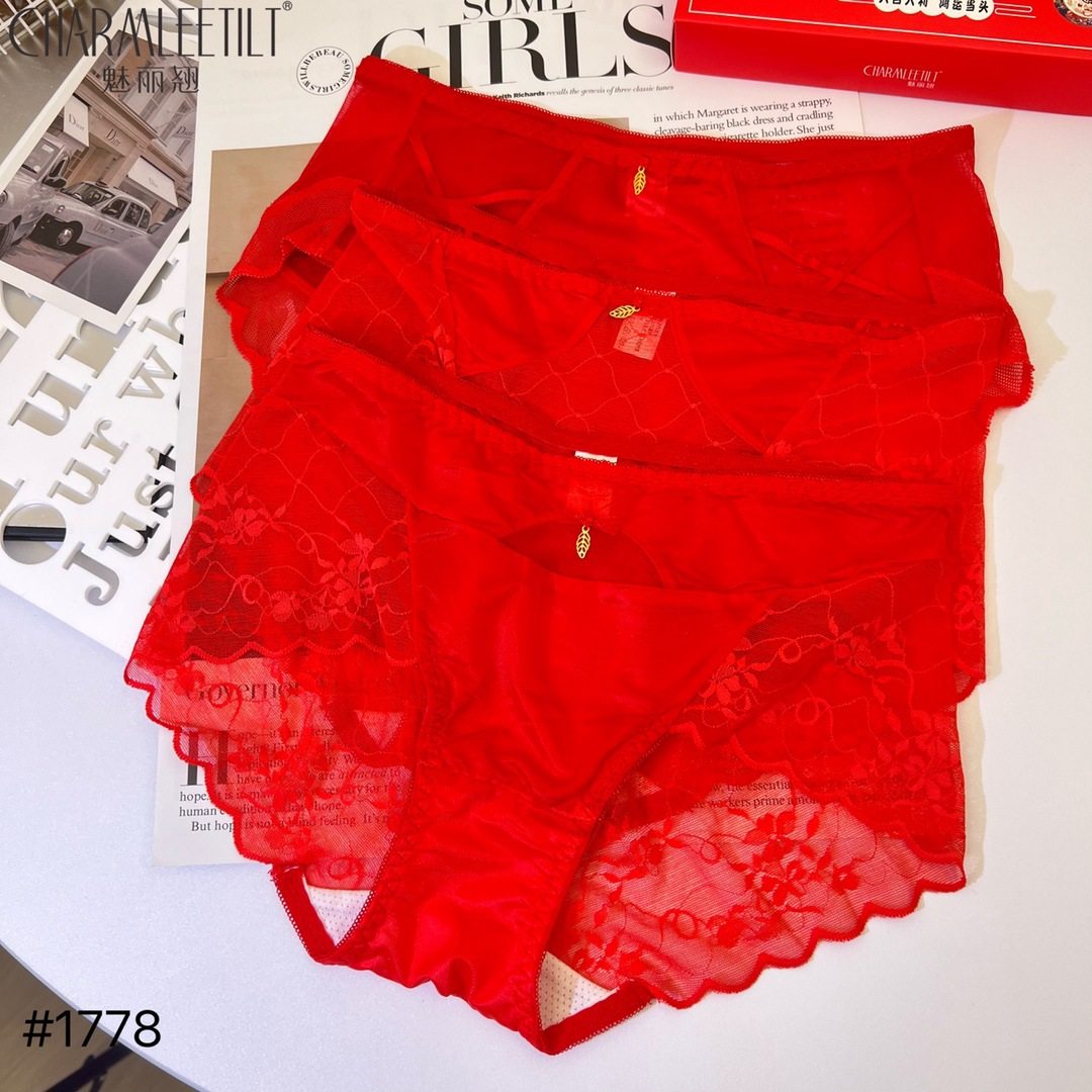 魅丽翘大红色蕾丝内裤性感蕾丝本命年红内裤加大版 舒适柔软3条装,淘宝优惠券,粉丝福利购,淘宝优惠卷