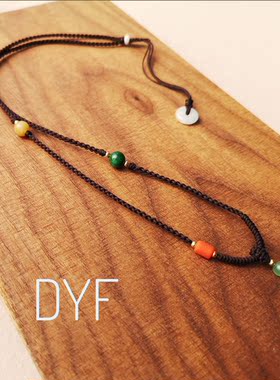 原创手工编织翡翠葫芦蜜蜡项链绳