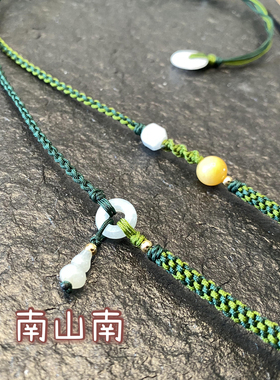 原创手编定制秋冬毛衣链吊坠天然玉石男女式多宝链翡翠蜜蜡挂绳