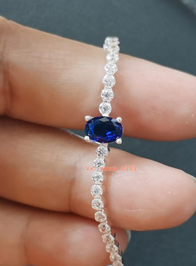闪耀密镶网球手链女生925纯银 轻奢小众潘家同款精致蓝色多拉