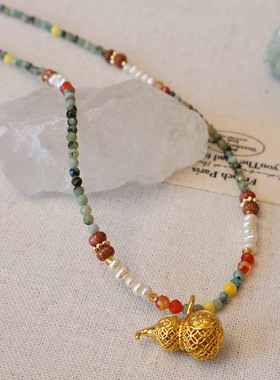 轻奢天然松石项链配饰女复古