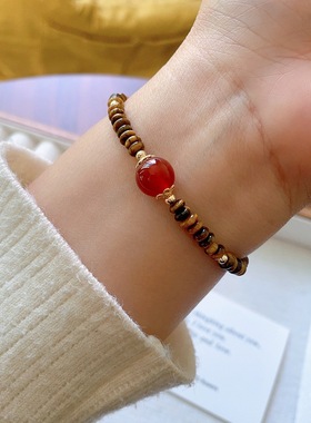 轻奢虎眼石算盘珠手链女叠戴