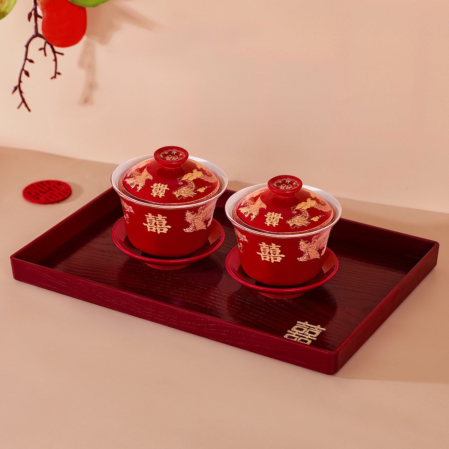 新娘敬酒茶杯结婚新人改口敬茶杯一对婚礼用品红色喜碗盖碗筷套装,淘宝优惠券,粉丝福利购,淘宝优惠卷