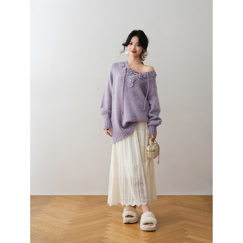 ron&ron法式温柔风提花纹理半身裙2025冬季日常高腰显瘦中长女裙 - 图3