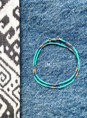 轻奢度假风薄荷绿极细情侣手链